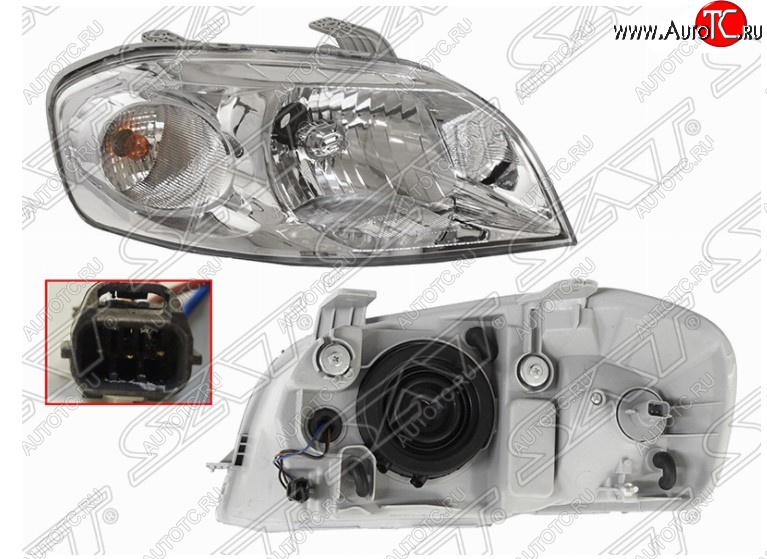 3 099 р. Правая передняя фара SAT (под электрокорректор) Chevrolet Aveo T250 седан рестайлинг (2006-2011)  с доставкой в г. Майкоп