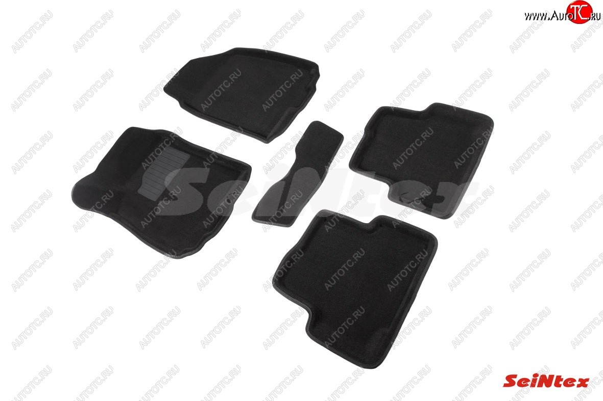 5 499 р. Износостойкие коврики в салон SeiNtex Premium 3D 4 шт. (ворсовые, черные) Chevrolet Aveo T300 седан (2011-2015)  с доставкой в г. Майкоп