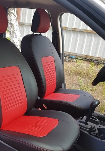 9 449 р. Чехлы для сидений Lord Autofashion Турин (экокожа) Chevrolet Aveo T250 седан рестайлинг (2006-2011) (Чёрный, вставка красная)  с доставкой в г. Майкоп. Увеличить фотографию 3
