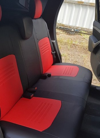 9 449 р. Чехлы для сидений Lord Autofashion Турин (экокожа) Chevrolet Aveo T250 седан рестайлинг (2006-2011) (Чёрный, вставка красная)  с доставкой в г. Майкоп. Увеличить фотографию 4