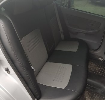 9 449 р. Чехлы для сидений Lord Autofashion Турин (экокожа) Chevrolet Aveo T250 седан рестайлинг (2006-2011) (Чёрный, вставка серый)  с доставкой в г. Майкоп. Увеличить фотографию 3