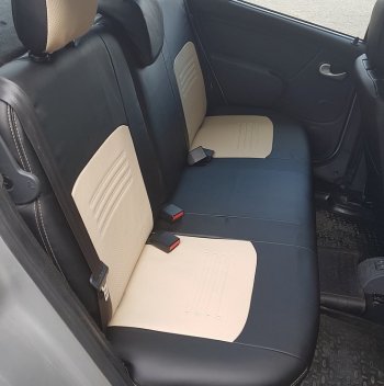 9 449 р. Чехлы для сидений Lord Autofashion Турин (экокожа) Chevrolet Aveo T250 седан рестайлинг (2006-2011) (Чёрный, вставка бежевая)  с доставкой в г. Майкоп. Увеличить фотографию 4