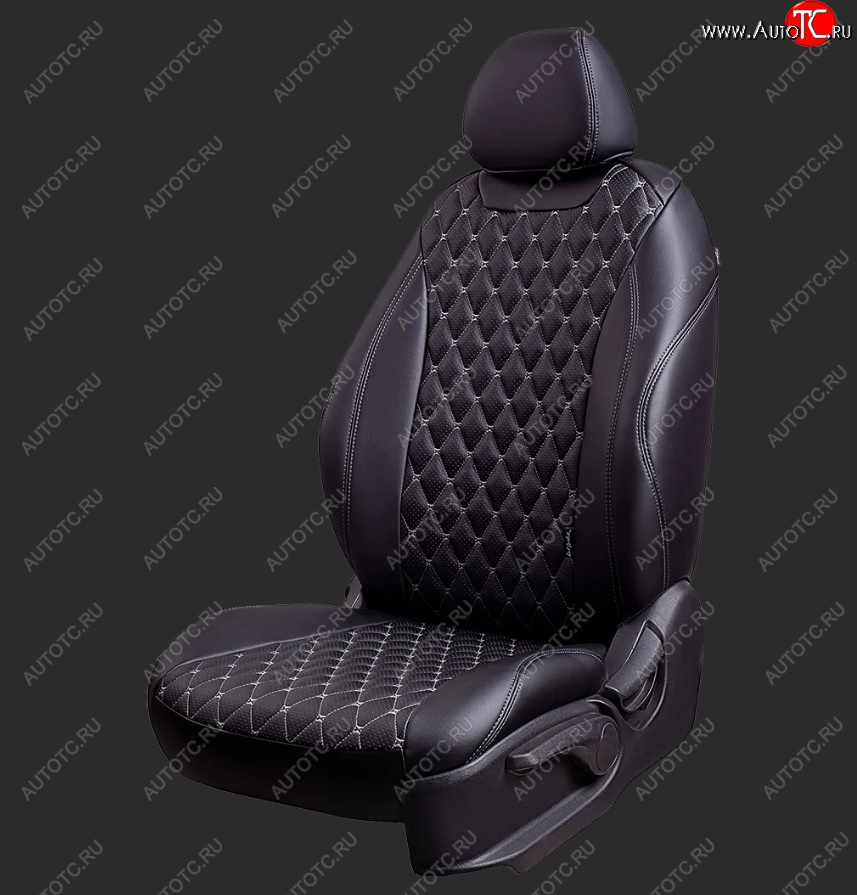 11 549 р. Чехлы для сидений Lord Autofashion Байрон (экокожа, спинка 60/40, 3 г-образных подголовника) Ravon Nexia R3 (2016-2020) (Черный, строчка серая)  с доставкой в г. Майкоп