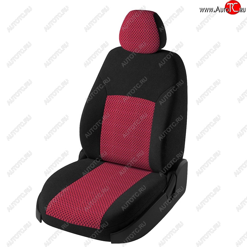 4 299 р. Чехлы для сидений Lord Autofashion Дублин (жаккард)  Chevrolet Aveo  T300 (2011-2015) седан, хэтчбек (Черный, вставка Рогожка (красный))  с доставкой в г. Майкоп