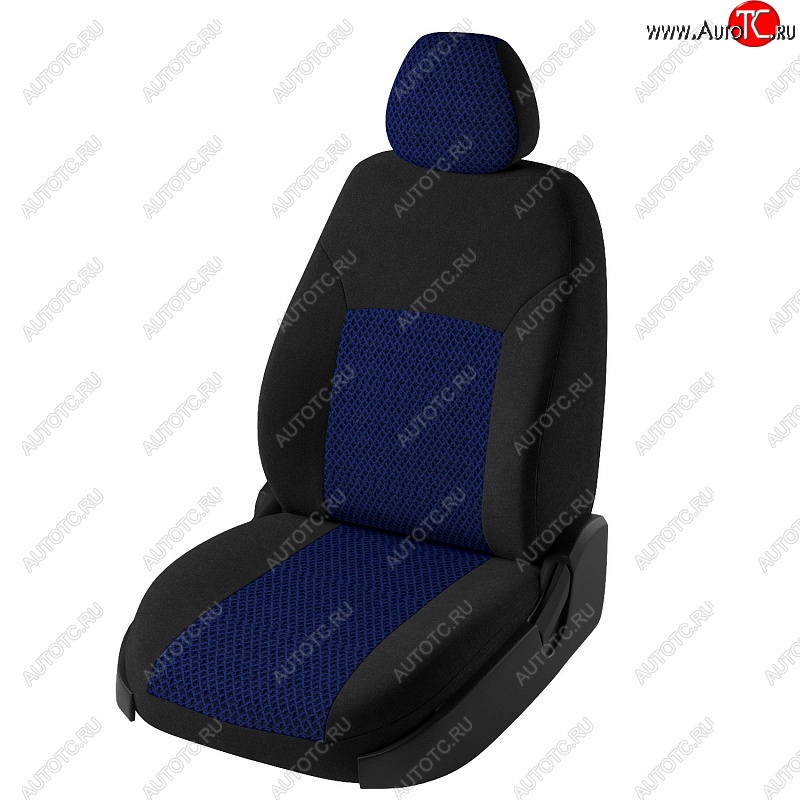 5 599 р. Чехлы для сидений Lord Autofashion Дублин (жаккард)  Chevrolet Aveo  T300 (2011-2015) седан, хэтчбек (Черный, вставка Рогожка (синий))  с доставкой в г. Майкоп