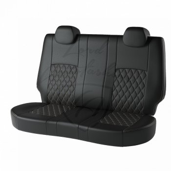 6 599 р. Чехлы для сидений Lord Autofashion Турин Ромб (экокожа) Chevrolet Aveo T300 хэтчбек (2011-2015) (Чёрный, вставка чёрная, строчка бежевая)  с доставкой в г. Майкоп. Увеличить фотографию 2