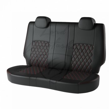 9 449 р. Чехлы для сидений Lord Autofashion Турин Ромб (экокожа) Chevrolet Aveo T300 хэтчбек (2011-2015) (Чёрный, вставка чёрная, строчка красная)  с доставкой в г. Майкоп. Увеличить фотографию 2