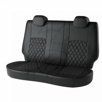 9 449 р. Чехлы для сидений Lord Autofashion Турин Ромб (экокожа) Chevrolet Aveo T300 хэтчбек (2011-2015) (Чёрный, вставка чёрная, строчка чёрная)  с доставкой в г. Майкоп. Увеличить фотографию 2