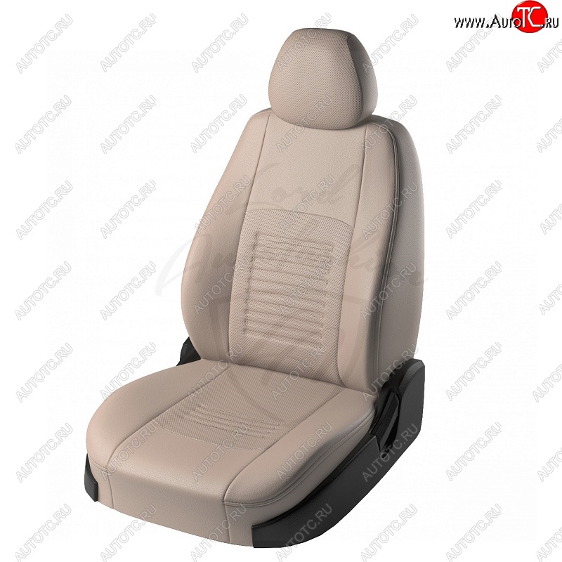 4 899 р. Чехлы для сидений Lord Autofashion Турин (экокожа) Chevrolet Aveo T300 хэтчбек (2011-2015) (Бежевый, вставка Бежевая)  с доставкой в г. Майкоп