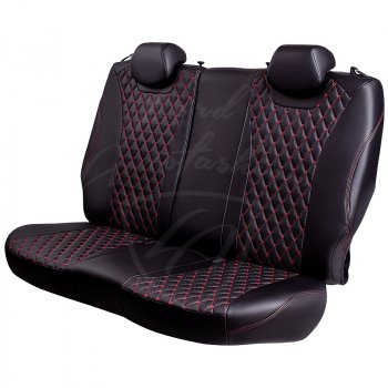 10 899 р. Чехлы для сидений Lord Autofashion Байрон (экокожа, раздельная спинка) Chevrolet Aveo T300 хэтчбек (2011-2015) (Черный, вставка черная, строчка красная)  с доставкой в г. Майкоп. Увеличить фотографию 5