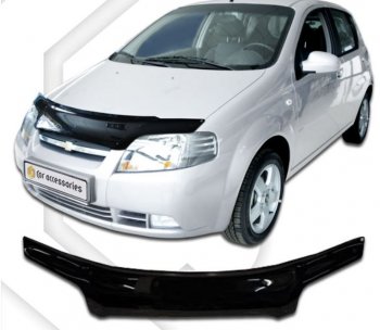 Дефлектор капота CA Plastic (черный) Chevrolet Aveo T200 хэтчбек 5 дв (2002-2008)