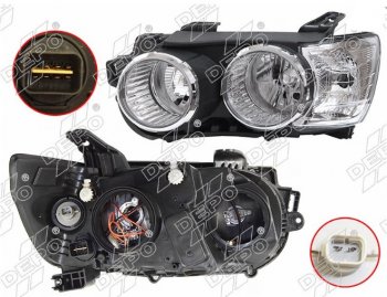 Левая передняя фара DEPO (хром) Chevrolet Aveo T300 хэтчбек (2011-2015)