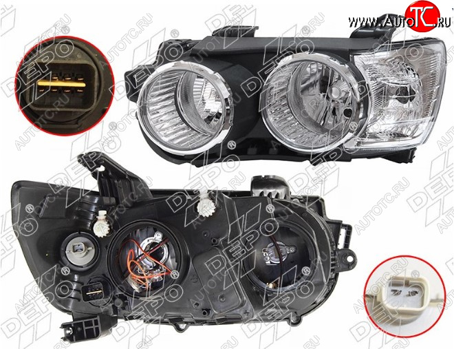4 999 р. Левая передняя фара DEPO (хром) Chevrolet Aveo T300 седан (2011-2015)  с доставкой в г. Майкоп