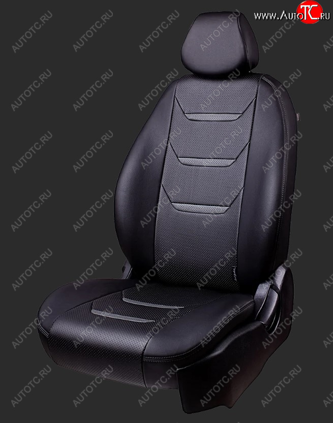 7 599 р. Чехлы для сидений Lord Autofashion Турин 2 (экокожа, спинка 60/40, 2 Г-образных подголовника)  Chevrolet Aveo  T300 (2011-2015) седан, хэтчбек (Черный/Черный/Серый/Серый)  с доставкой в г. Майкоп