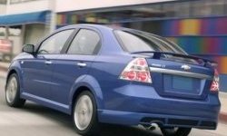 4 499 р. Накладка на задний бампер CT Chevrolet Aveo T250 седан рестайлинг (2006-2011) (Неокрашенная)  с доставкой в г. Майкоп. Увеличить фотографию 2