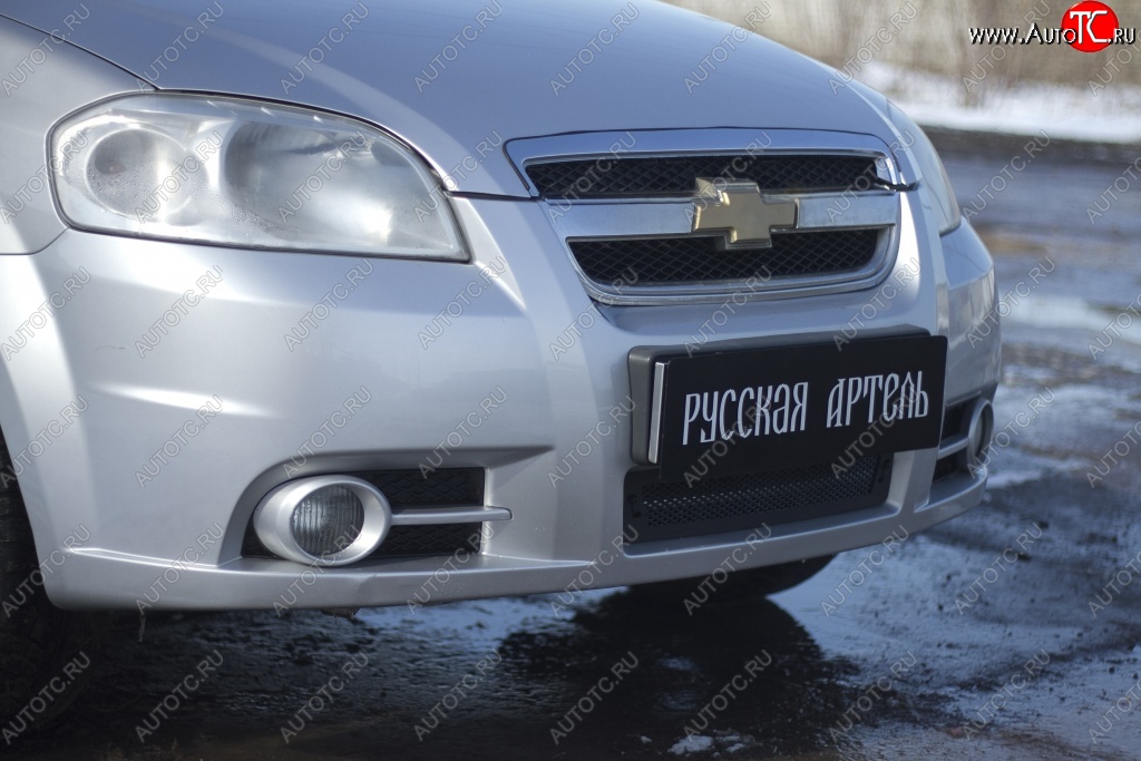 1 099 р. Защитная сетка решетки переднего бампера RA Chevrolet Aveo T250 седан рестайлинг (2006-2011)  с доставкой в г. Майкоп