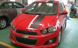 3 699 р. Накладка на передний бампер CT Chevrolet Aveo T300 седан (2011-2015) (Неокрашенная)  с доставкой в г. Майкоп. Увеличить фотографию 2