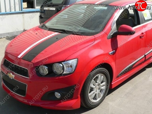 3 699 р. Накладка на передний бампер CT Chevrolet Aveo T300 седан (2011-2015) (Неокрашенная)  с доставкой в г. Майкоп