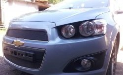 1 469 р. Сетка в решетку радиатора Russtal Chevrolet Aveo T300 седан (2011-2015) (черная)  с доставкой в г. Майкоп. Увеличить фотографию 2