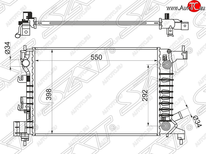 7 299 р. Радиатор двигателя SAT (пластинчатый, 1.2/1.4, АКПП) Chevrolet Aveo T300 седан (2011-2015)  с доставкой в г. Майкоп