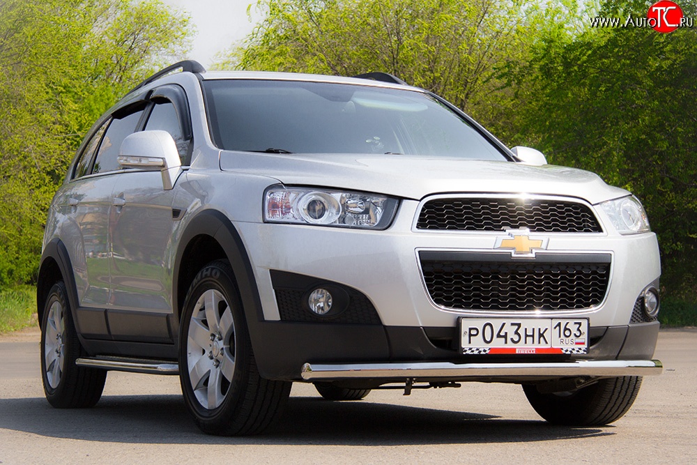 3 289 р. Одинарная защита переднего бампера диаметром 63 мм Petroil Tuning Chevrolet Captiva 1-ый рестайлинг (2011-2013) (Нержавейка)  с доставкой в г. Майкоп