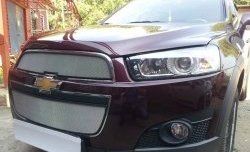 3 199 р. Сетка на бампер Russtal (хром) Chevrolet Captiva 1-ый рестайлинг (2011-2013)  с доставкой в г. Майкоп. Увеличить фотографию 2