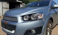 3 199 р. Сетка на бампер Russtal (хром) Chevrolet Captiva 2-ой рестайлинг (2013-2016)  с доставкой в г. Майкоп. Увеличить фотографию 4