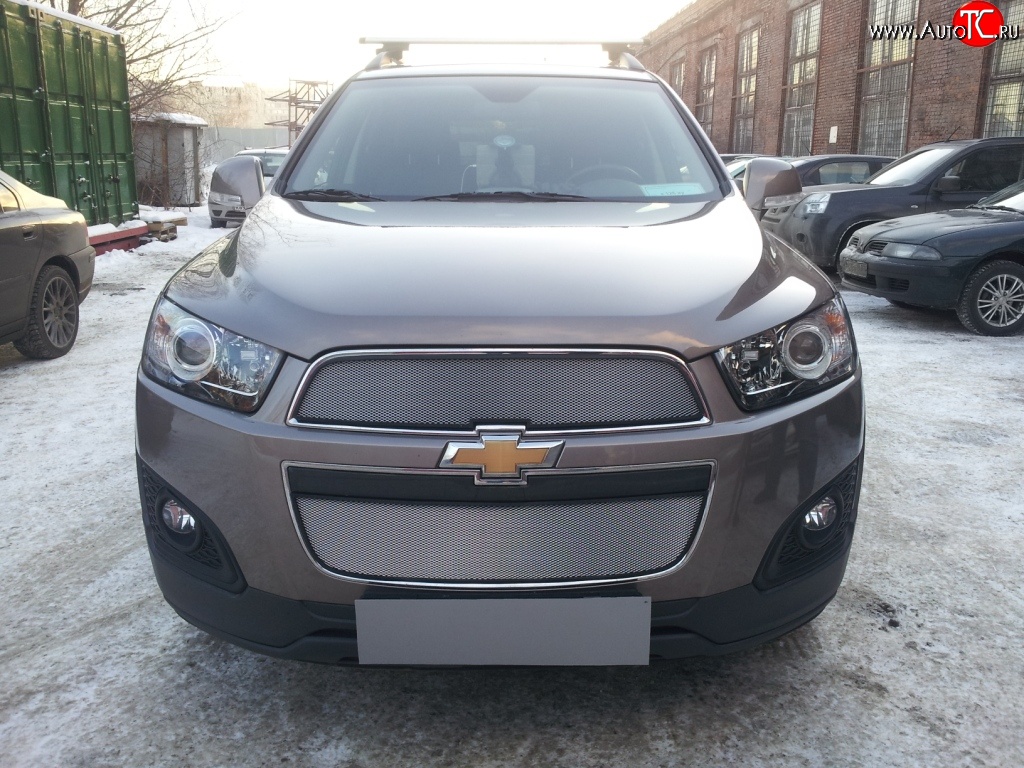 3 199 р. Сетка на бампер Russtal (хром) Chevrolet Captiva 2-ой рестайлинг (2013-2016)  с доставкой в г. Майкоп