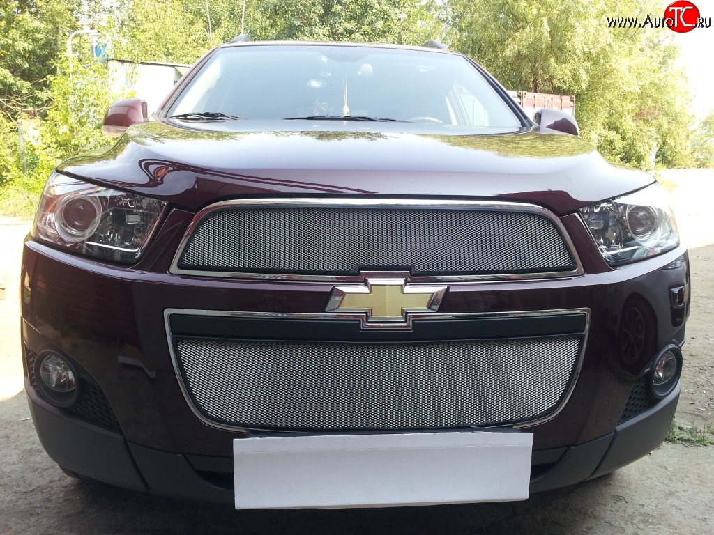 3 199 р. Сетка на бампер Russtal (хром) Chevrolet Captiva 1-ый рестайлинг (2011-2013)  с доставкой в г. Майкоп