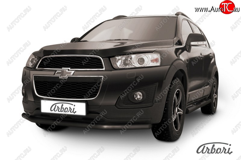 6 389 р. Защита переднего бампера Arbori (черная, 1 труба d57 mm). Chevrolet Captiva 2-ой рестайлинг (2013-2016)  с доставкой в г. Майкоп
