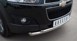 18 399 р. Защита переднего бампера (2 трубыØ63 и 42 мм, нержавейка) SLITKOFF  Chevrolet Captiva (2006-2011)  дорестайлинг  с доставкой в г. Майкоп. Увеличить фотографию 2