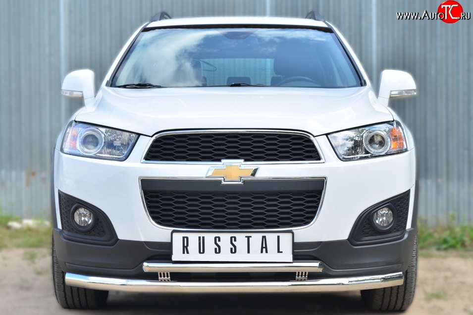 18 399 р. Защита переднего бампера (2 трубыØ63 и 42 мм, нержавейка) SLITKOFF  Chevrolet Captiva (2013-2016) 2-ой рестайлинг  с доставкой в г. Майкоп