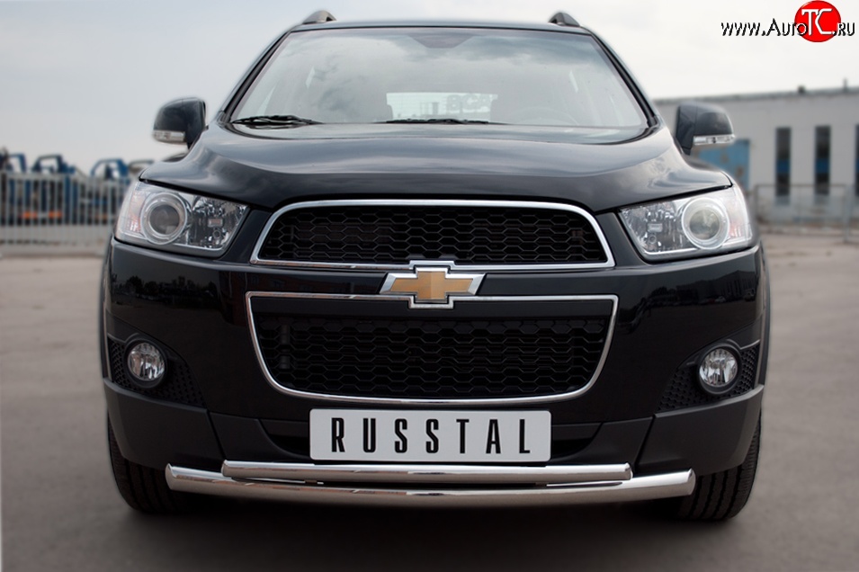 18 399 р. Защита переднего бампера (2 трубыØ63 и 42 мм, нержавейка) SLITKOFF  Chevrolet Captiva (2006-2011)  дорестайлинг  с доставкой в г. Майкоп