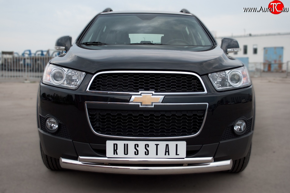 18 699 р. Защита переднего бампера (2 трубыØ76 и 42 мм, нержавейка) SLITKOFF Chevrolet Captiva 1-ый рестайлинг (2011-2013)  с доставкой в г. Майкоп