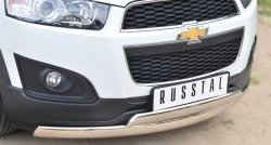 16 849 р. Защита переднего бампера (2 трубыØ75х42 мм, нержавейка) Russtal Chevrolet Captiva 2-ой рестайлинг (2013-2016)  с доставкой в г. Майкоп. Увеличить фотографию 2