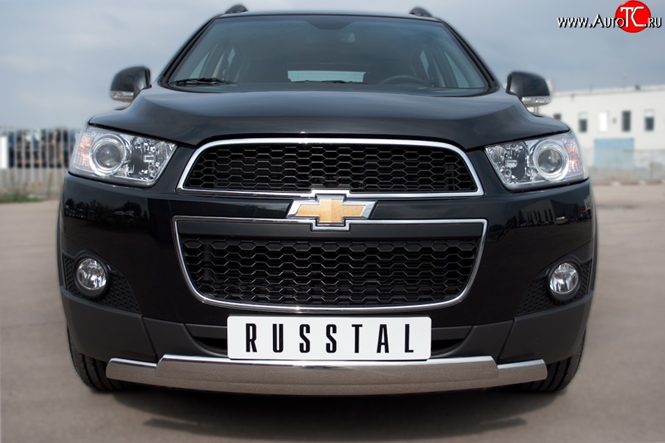 16 849 р. Защита переднего бампера (2 трубыØ75х42 мм, нержавейка) Russtal Chevrolet Captiva 1-ый рестайлинг (2011-2013)  с доставкой в г. Майкоп