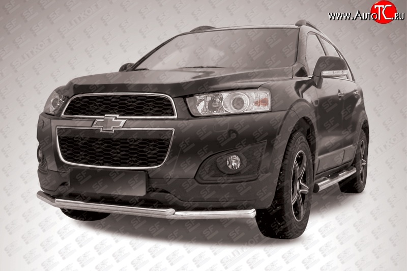 14 499 р. Защита переднего бампера Slitkoff (двойная, d57/42)  Chevrolet Captiva (2013-2016) 2-ой рестайлинг (Нержавейка, Полированная)  с доставкой в г. Майкоп