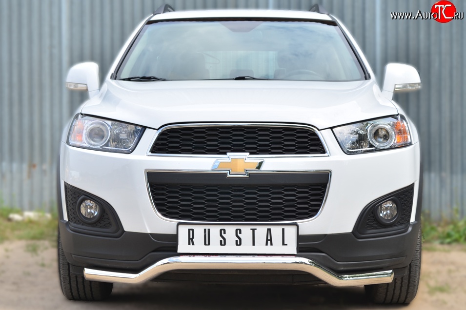 15 449 р. Защита переднего бампера (Ø63 мм волна, нержавейка) SLITKOFF Chevrolet Captiva 2-ой рестайлинг (2013-2016)  с доставкой в г. Майкоп