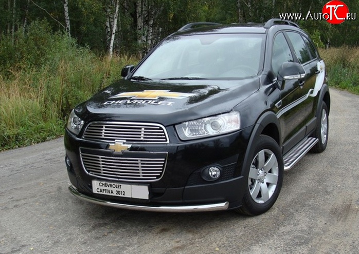 11 899 р. Защита переднего бампера d63.5 мм Металл Дизайн Chevrolet Captiva 1-ый рестайлинг (2011-2013) (полированная нержавейка)  с доставкой в г. Майкоп