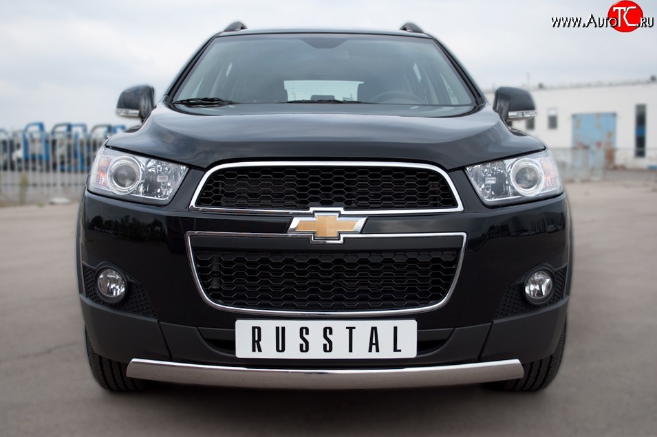 12 499 р. Защита переднего бампера (Ø75х42 мм, нержавейка) Russtal Chevrolet Captiva 1-ый рестайлинг (2011-2013)  с доставкой в г. Майкоп