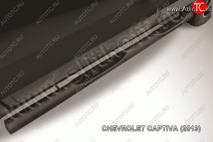 12 399 р. Защита порогов d76 с проступями Slitkoff Chevrolet Captiva 2-ой рестайлинг (2013-2016) (Цвет: серебристый)  с доставкой в г. Майкоп