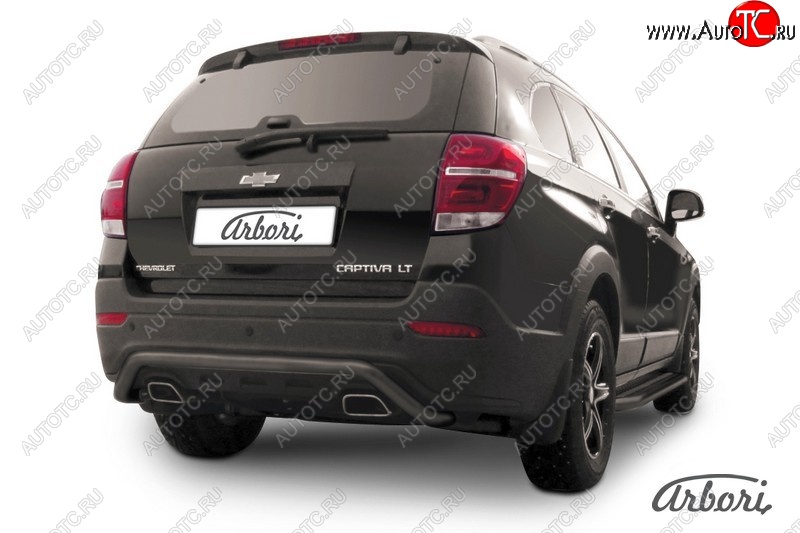 6 389 р. Защита заднего бампера Arbori (скоба, черная, 1 труба d57 mm). Chevrolet Captiva 2-ой рестайлинг (2013-2016)  с доставкой в г. Майкоп