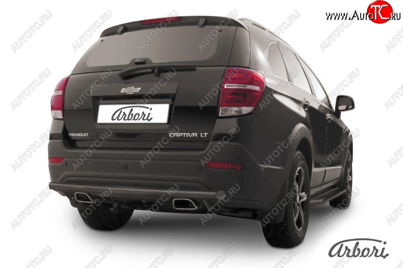 2 499 р. Защита заднего бампера Arbori (черная, 1 труба d57 mm). Chevrolet Captiva 2-ой рестайлинг (2013-2016)  с доставкой в г. Майкоп