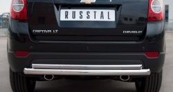 Защита заднего бампера (Ø63 и 42 мм, нержавейка) SLITKOFF Chevrolet Captiva (2011-2013) 1-ый рестайлинг