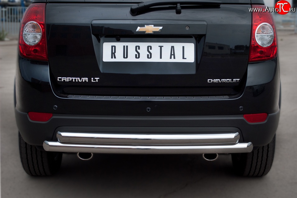 17 999 р. Защита заднего бампера (2 трубы Ø63 мм, нержавейка) SLITKOFF  Chevrolet Captiva (2011-2013) 1-ый рестайлинг  с доставкой в г. Майкоп