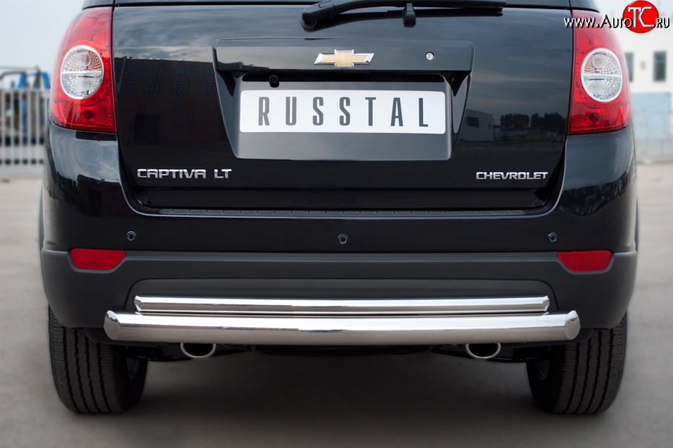17 949 р. Защита заднего бампера (Ø76 и 42 мм, нержавейка) SLITKOFF  Chevrolet Captiva (2011-2013) 1-ый рестайлинг  с доставкой в г. Майкоп