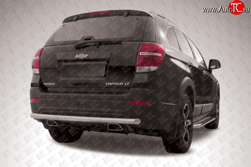 11 599 р. Защита заднего бампера из длинной трубы диаметром 57 мм Slitkoff Chevrolet Captiva 2-ой рестайлинг (2013-2016) (Нержавейка, Полированная)  с доставкой в г. Майкоп