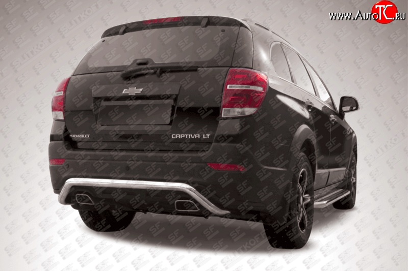 12 299 р. Фигурная защита заднего бампера диаметром 57 мм Slitkoff Chevrolet Captiva 2-ой рестайлинг (2013-2016) (Нержавейка, Полированная)  с доставкой в г. Майкоп