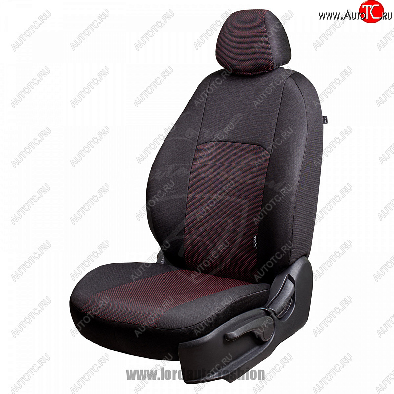 5 899 р. Чехлы для сидений Lord Autofashion Дублин (жаккард) Chevrolet Cobalt седан дорестайлинг (2011-2016) (Черный, вставка Ёж Красный)  с доставкой в г. Майкоп