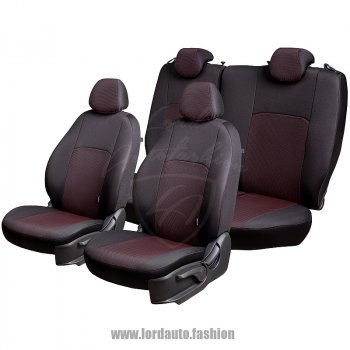 5 899 р. Чехлы для сидений Lord Autofashion Дублин (жаккард) Chevrolet Cobalt седан дорестайлинг (2011-2016) (Черный, вставка Ёж Красный)  с доставкой в г. Майкоп. Увеличить фотографию 2